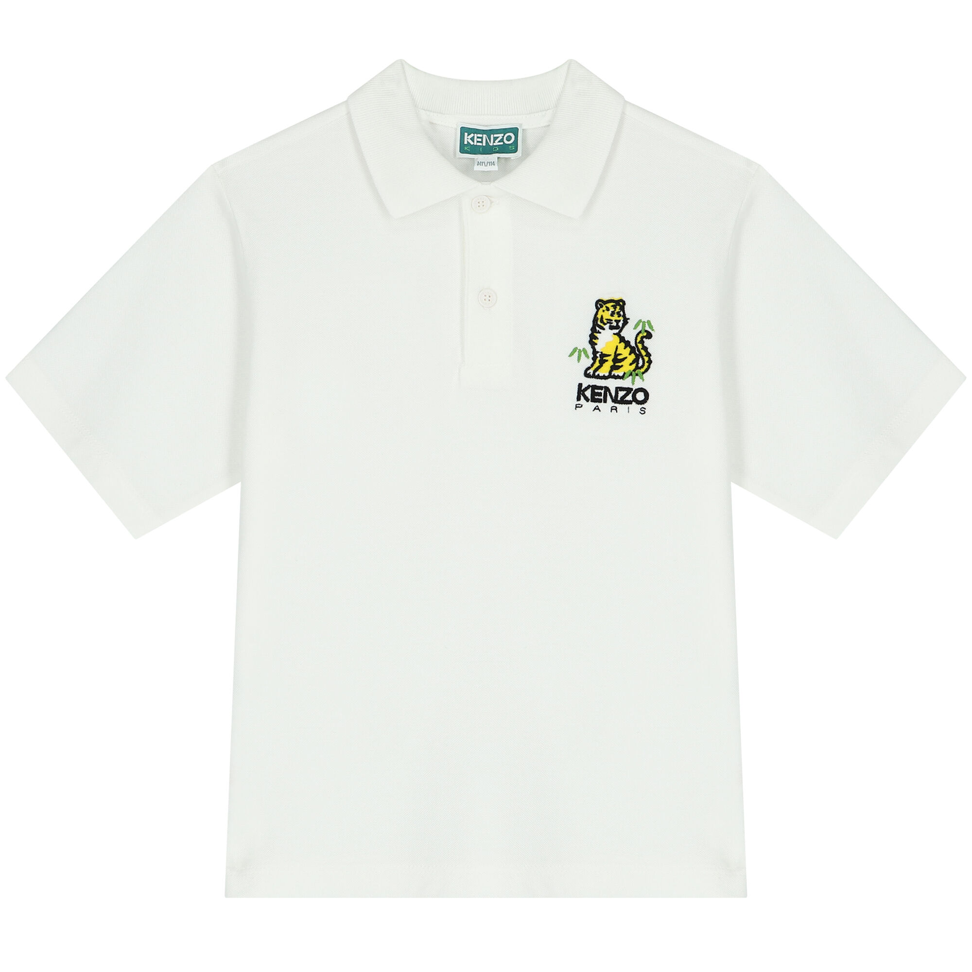 KENZO KIDS Boys Ivory Tiger Logo Polo Shirt Junior Couture